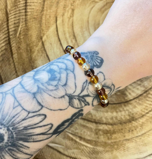 Shades of Autumn Glass Beaded Stretch Bracelet