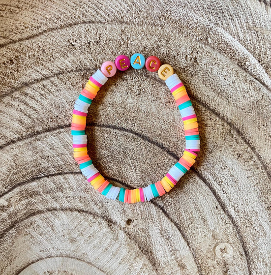 Beach Day – Bracelet Set of 4 Handmade Colorful Polymer Clay beaded bracelets