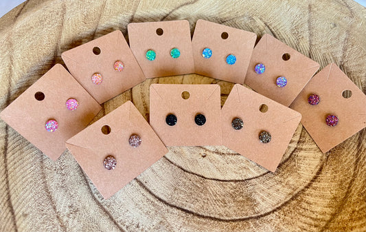 Iridescent Druzy Stone Stud Earrings