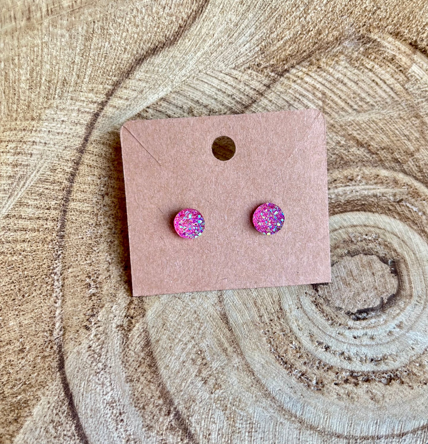 Iridescent Druzy Stone Stud Earrings