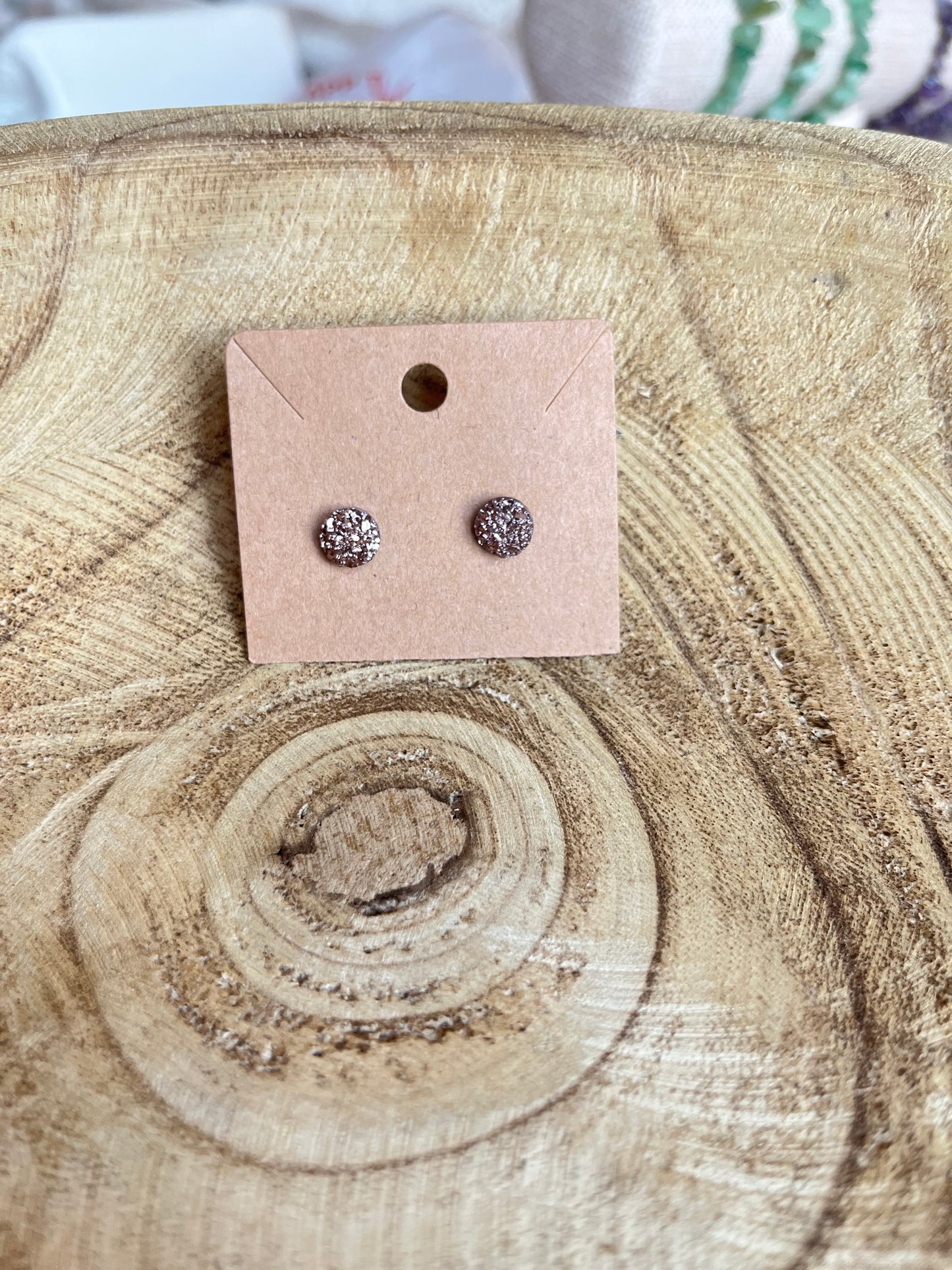 Iridescent Druzy Stone Stud Earrings