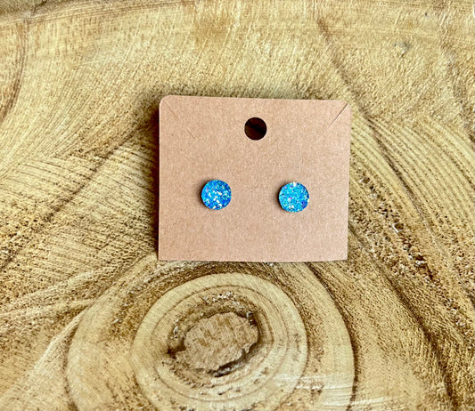 Iridescent Druzy Stone Stud Earrings