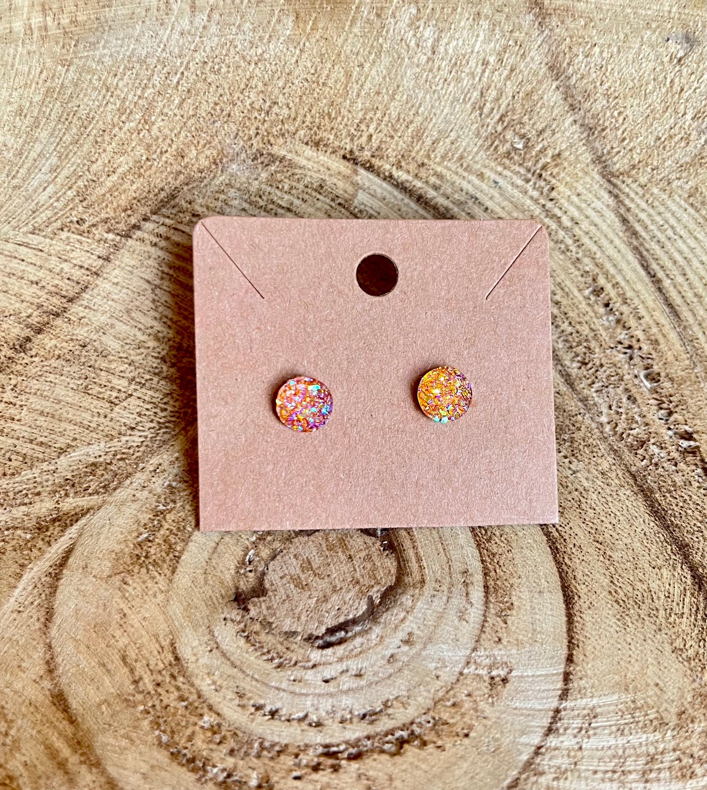 Iridescent Druzy Stone Stud Earrings